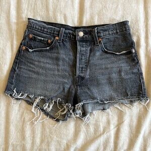 Levi’s Black Distressed Hem 501 Shorts
